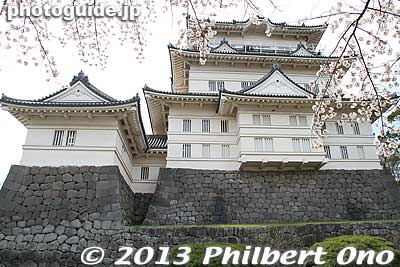 Odawara Castle main tower (donjon) reconstructed in 1960. Inside is a modern local samurai history museum.
Keywords: kanagawa odawara castle cherry blossoms sakura flowers