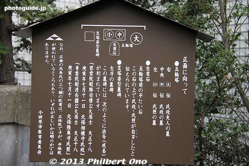 Identification of the Hojo Clan graves.
Keywords: kanagawa odawara hojo clan gravesite