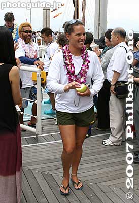 Future Hokule'a Captain, Ka'iu Murphy.
Keywords: kanagawa yokohama port pier boat canoe hokulea hawaiian