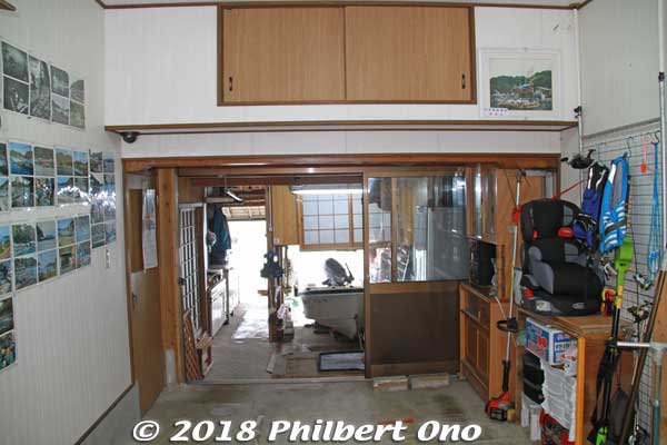 Enter the car garage and walk toward the back to see another room.
Keywords: kyoto ine funaya boat house fisherman village