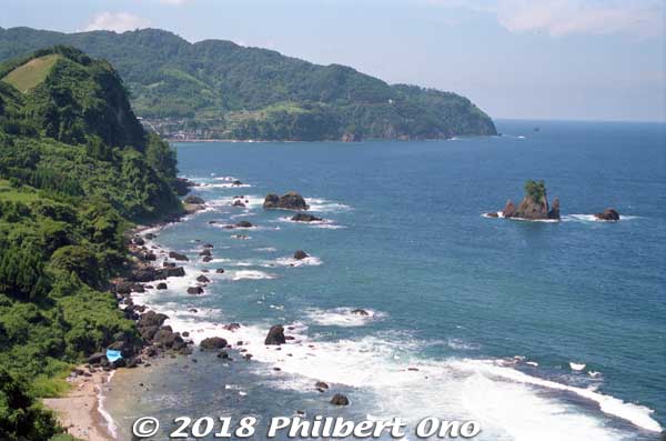 Tango Peninsula in northern Kyoto Prefecture is scenic along the coast with a number of natural features and formations.
Much of the coast is part of the San'in Kaigan Geopark (山陰海岸ジオパーク) that extends from the western half (Kyotango city) of Tango Peninsula to Tottori Prefecture. San'in Kaigan Geopark is also a UNESCO Global Geopark. 
Keywords: kyoto kyotango peninsula geopark japanocean