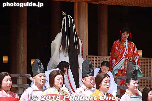 After the Departure Ceremony, the Saio exits showing her long, flowing black hair.
Keywords: mie meiwa saiku saio matsuri festival