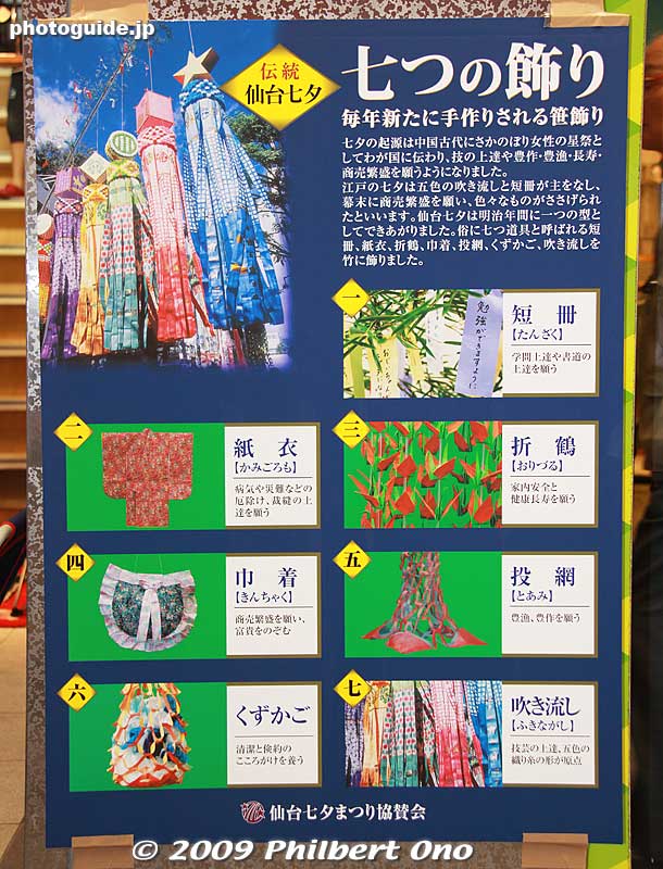 Types of tanabata decorations.
Keywords: miyagi sendai tanabata matsuri star festival decorations 