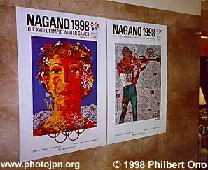 Tokyo Station: Official posters
These were painted by Koji Kinutani and plastered everywhere in Tokyo Station. These were being sold to the public for about Y5,000. 
Keywords: nagano prefecture 1998 winter olympics