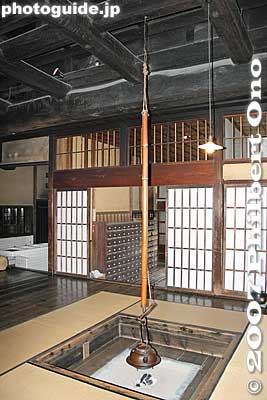 Irori hearth next to the kitchen. 囲炉裏
Keywords: niigata japanese-style home house museum