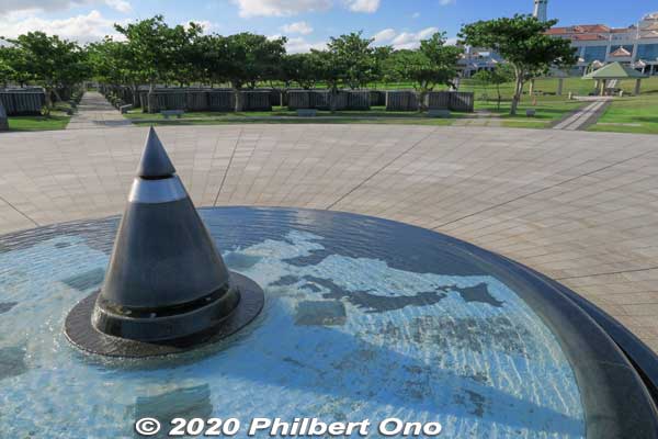 Flame of Peace in the world map. Japan can be seen in the map. 平和の火 
Keywords: okinawa itoman Cornerstone of Peace war memorial monument