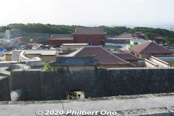 View of castle buildings from Agari-no Azana lookout point.
Keywords: okinawa naha shuri shurijo castle gusuku