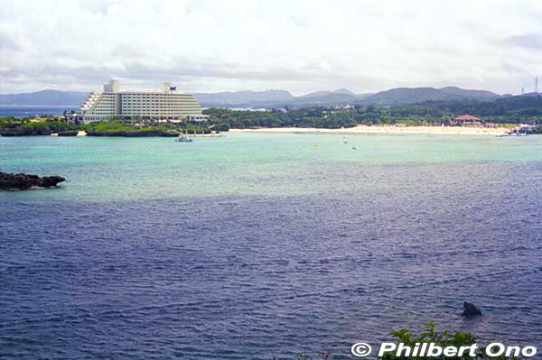 ANA InterContinental Manza Beach Resort as seen from Manzamo. 
Keywords: okinawa onnason manzamo