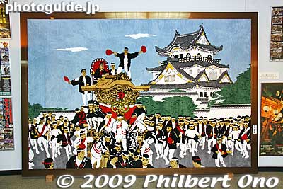 Large carpet-like mural depicting Kishiwada Castle and danjiri float.
Keywords: osaka kishiwada danjiri matsuri festival floats