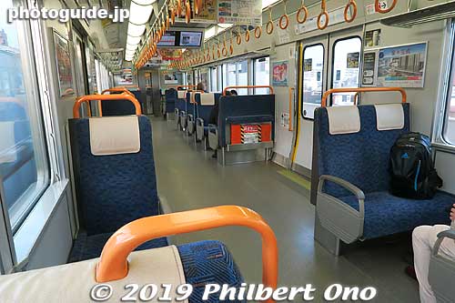 Inside JR Hanwa Line train.
Keywords: osaka sakai Otori