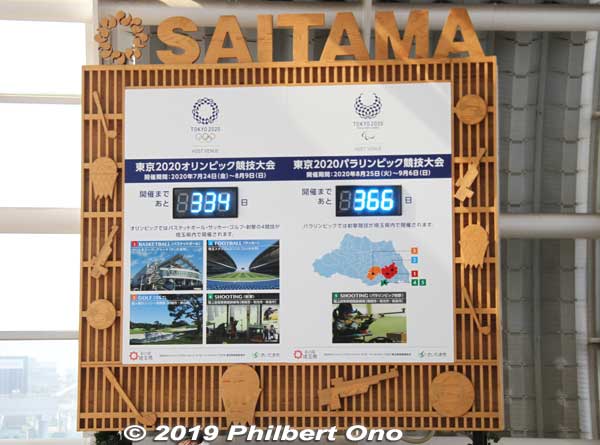 Countdown to Tokyo 2020 Olympics and Paralympics as of Aug. 25, 2019.
Keywords: saitama super arena