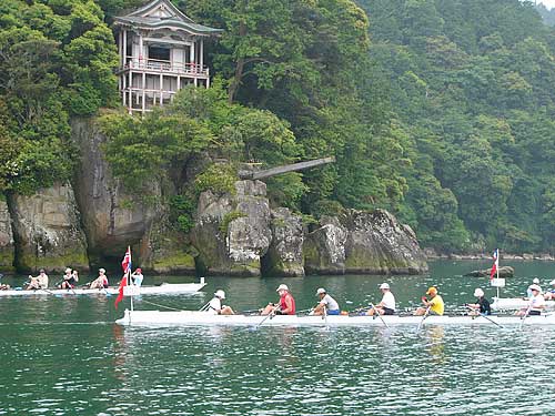 Isakiji temple holds a Buddhist ritual on Aug. 1 where participants jump off the plank into the lake 7 meters below. They do it to wash away bad luck and build up courage.
