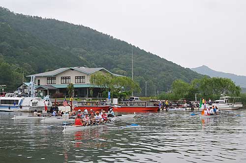Arriving at the boat landing for the Scenic Water Channel boat ride (Suigo Meguri) in Omi-Hachiman.
