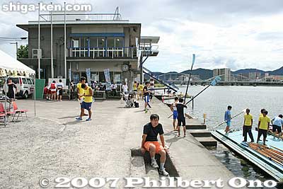 Lake Biwa Rowing Course clubhouse, in front of which the awards ceremony was held. It is next to the finish line. The facillity is operated by Shiga Prefecture.
Keywords: shiga otsu lake biwa regatta boat race