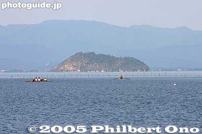 Chikubushima as seen from Imazu
Keywords: shiga lake biwa rowing song biwako shuko no uta boating imazu
