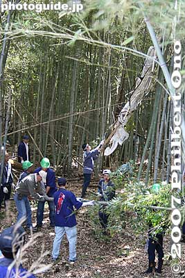 As I expected, they soon started cutting down the bamboo.
Keywords: shiga higashiomi yokaichi odako matsuri giant kite festival bamboo strings