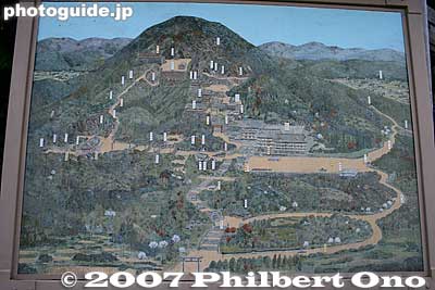 Tarobo-gu is a shrine complex on a small mountain, featuring grand views of Yokaichi and a pair of Wedded Rocks. It is 1.1 km from Tarobogu-mae Station on the Ohmi Railway Line. The shrine's real name is Aga Jinja 阿賀神社. [url=http://goo.gl/map
Map of Tarobo-gu. You can drive up halfway up the mountain (called Mitsukuriyama 箕作山) which is 350 meters high. If you don't have a car, climb over 700 steps to reach the shrine's main hall.
Keywords: shiga higashiomi higashi-omi tarobo taroubo shrine mountain