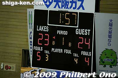 Score after the 1st period. Lakestars trail by 1 point.
Keywords: shiga hikone lakestars pro basketball game takamatsu five arrows 