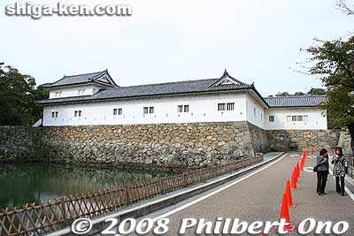 The left building is an Important Cultural Property rebuilt in 1771. It has a corner turret on the left end and we used to be able to enter it through a side entrance from behind. 
Keywords: shiga hikone castle