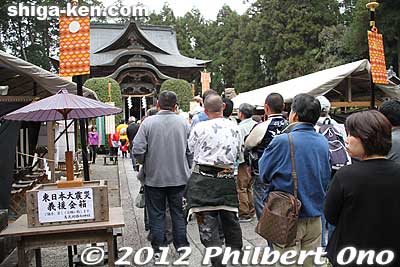 People line up to pray at the shrine.
