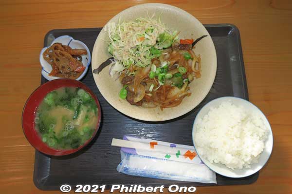 My teishoku lunch.
Keywords: shiga hino station Ohmi Railways omi