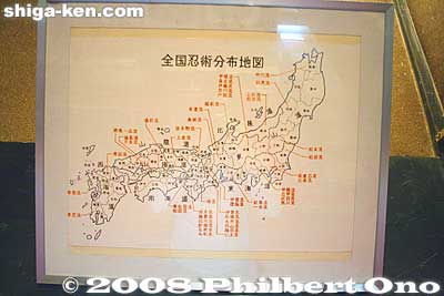 Map of Japan showing numerous ninja schools which existed during the feudal era. Iga-Ueno and Koga ninja were the most famous.
Keywords: shiga koka koga ninja village house ninjutsu