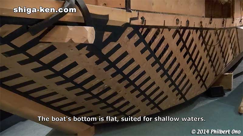 The boat's bottom is flat, suited for shallow waters. 
Keywords: shiga kusatsu karasuma peninsula lake biwa museum aquarium fish
