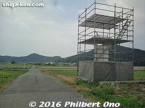 A temporary tower was constructed to view the paddy art. But it was covered with bird droppings and kind of scary for people afraid of heights.
Keywords: shiga maibara