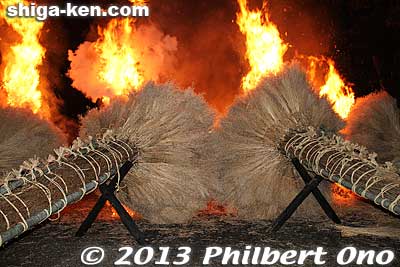 Rear view of burning torches.
Keywords: shiga moriyama katsube shinto shrine fire festival matsuri