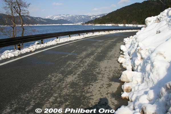 Road cleared of snow for cars. Different story on the other side of the lake though.
