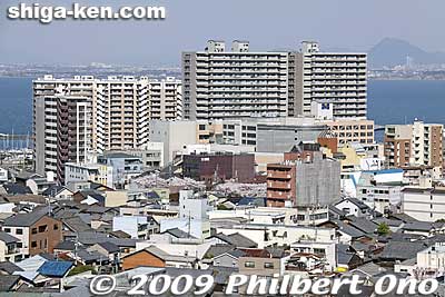 View of central Otsu which is experiencing a building boom along the lake shore. This has prompted local residents to seek a building height limit, otherwise the lake would disappear from view.
Keywords: shiga otsu miidera onjoji temple tendai buddhist sect