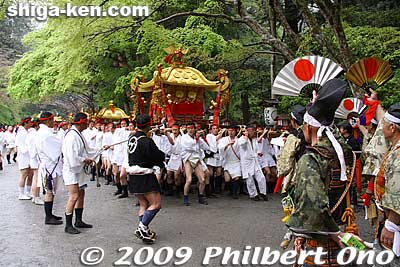 Four of the mikoshi were to be carried by humans. 
Keywords: shiga otsu sanno-sai matsuri festival 