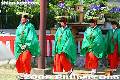 These girls will sing the rice-planting song. 歌女
Keywords: shiga taga-cho taga taisha shrine shinto festival matsuri rice seedlings paddy paddies planting