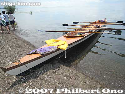 Our fixed-seat boat　千秋・太郎号のフィックス艇
Keywords: shiga takashima imazu junior high school rowing club lake biwa