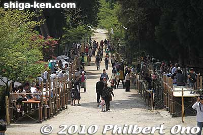 Nearer to the shrine, the horse track is lined with spectator seating. Apparently, people donated money for a seat to view the procession and galloping horses.
Keywords: shiga takashima shichikawa matsuri festival 