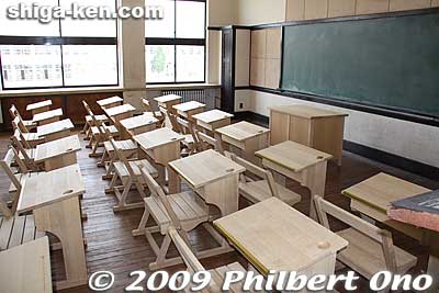 This is one of two rooms in the building which has been reconstructed as a classroom for display purposes.
Keywords: shiga toyosato primary elementary school vories 