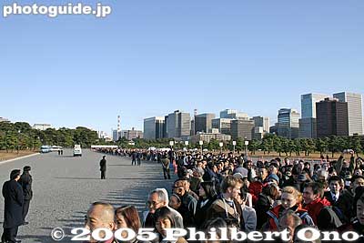 9:20 am: Long line behind. If it's a sunny day, it's sunburn time. We waited here for over 30 min.
Keywords: Tokyo Chiyoda-ku ward emperor akihito birthday Imperial Palace