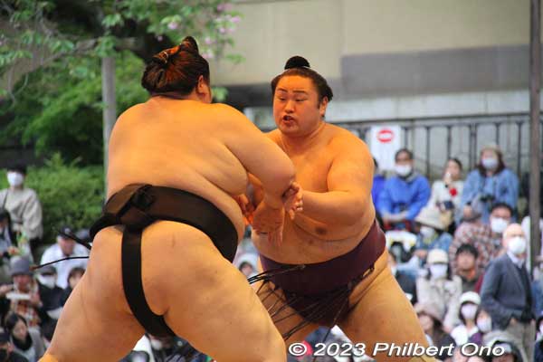 Matches between top division wrestlers started at 2 pm. All the wrestlers had one match.
Keywords: tokyo Chiyoda-ku Yasukuni Shrine sumo
