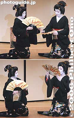 3. 梅にも春 Ume nimo Haru
Offering a drink of sake.
Keywords: tokyo kagurazaka geisha dance odori