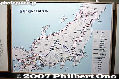 Map of Basho's travels. 
Also see [url=http://photoguide.jp/pix/thumbnails.php?album=739]photos of Ogaki where Basho ended his journey.[/url]
Keywords: tokyo koto-ku ward haiku poet basho matsuo museum