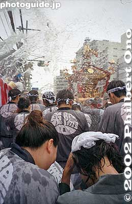 Prepared for the water...
Keywords: tokyo koto-ku fukagawa hachiman matsuri festival mikoshi portable shrine water splash