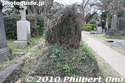 An unkept grave.
Keywords: tokyo minato-ku ward aoyama cemetery graveyard tombstones