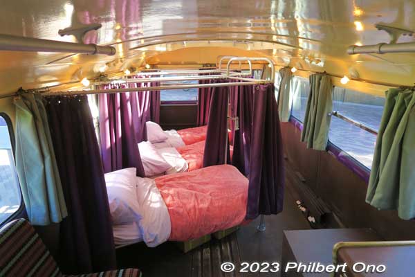 Beds inside the three-decker Knight Bus.
