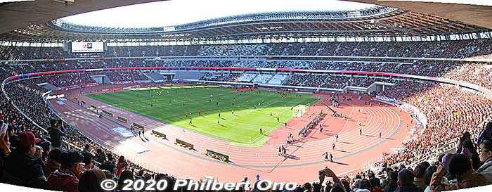 It's an oval stadium with a track and field and a partial, fixed roof. Everyone was relieved that the stadium was completed in time for the Olympics after a flubbed initial design.
Keywords: tokyo shinjuku olympic national stadium soccer football