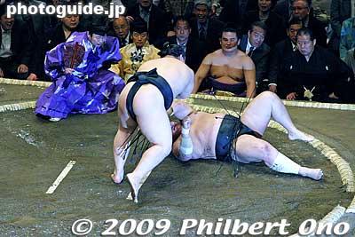 Asashoryu won this one.
Keywords: tokyo sumida-ku ward ryogoku kokugikan sumo tournament ozumo rikishi wrestlers