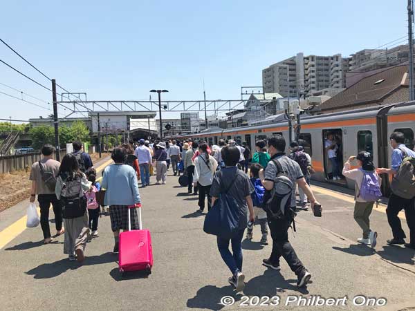In early May 2023,  at Nishi Tachikawa Station (JR Chuo Line), lots of people got off the train to go to Showa Kinen Park. They all had the same bright idea for the holidays: Go somewhere close, but nice. Only 30 min. from Shinjuku.
Keywords: tokyo tachikawa