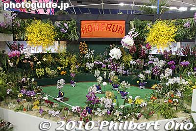"Home Run" is the title of this display. Obvious reference to Tokyo Dome's baseball diamond and to the word "ran" which means orchid.
Keywords: tokyo bunkyo-ku dome Japan Grand Prix International Orchids Festival show flowers 