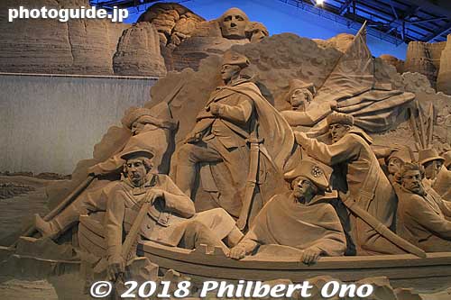 "Washington Crossing the Delaware" sand sculpture in Tottori, Japan.
Keywords: tottori Sand Museum sculptures japansculpture