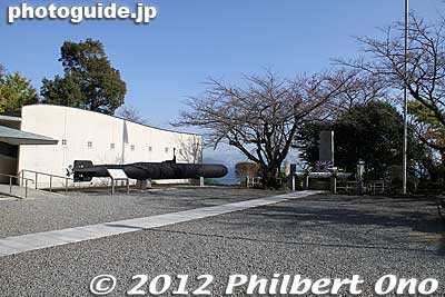 The Kaiten Memorial Museum has a full-scale replica kaiten torpedo on display right outside.
Keywords: yamaguchi ozushima island kaiten human manned torpedo suicide memorial museum