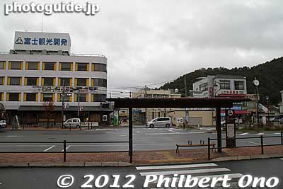 Bus stops in front of Kawaguchiko Station. 
Keywords: yamanashi fuji kawaguchiko-machi lake kawaguchi